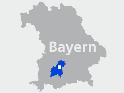 Landkarte Bayern mit Markierung Leitstelle Fürstenfeldbruck