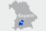 Landkarte Bayern mit Markierung Leitstelle Fürstenfeldbruck