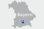 Landkarte Bayern mit Markierung Leitstelle Feuerwache 4 München