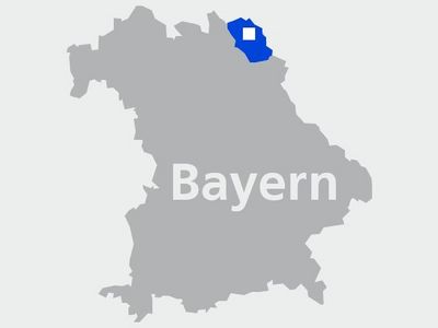 Landkarte Bayern mit Markierung Leitstelle Hochfranken
