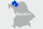 Landkarte Bayern mit Markierung Leitstelle Schweinfurt
