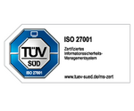 TÜV Logo Informationssicherheitsmanagementsystem ISO 27001