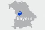 Landkarte Bayern mit Markierung Leitstelle Mittelfranken Süd