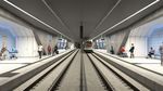 3D-Visualiserung Mobilitätsdrehscheibe Augsburger Hauptbahnhof Zentralperspektive in Gleisrichtung